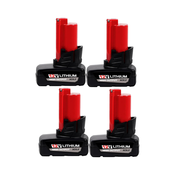 48-11-2450 12V 6.0Ah Lithium-Ion High Output Battery, 2-Pack Replacement for Milwaukee M12 Batteries – Compatible with M12 Tools, Heated Jacket Adapter & Original Chargers