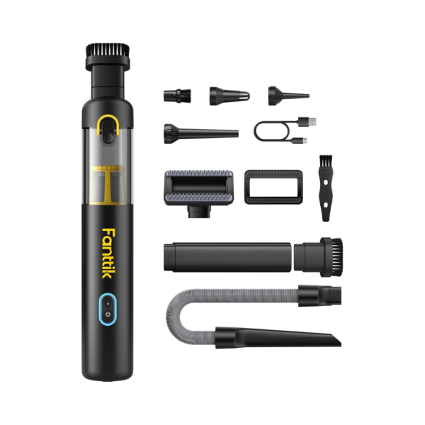 Fanttik Slim V8 Apex Car Vacuum, 4-in-1 Portable Mini Cordless Vacuum with 19000Pa Suction, Type-C Fast Charging, Dual Suction Modes, Lightweight Handheld Vacuum for Car, Office & Desk (Black)