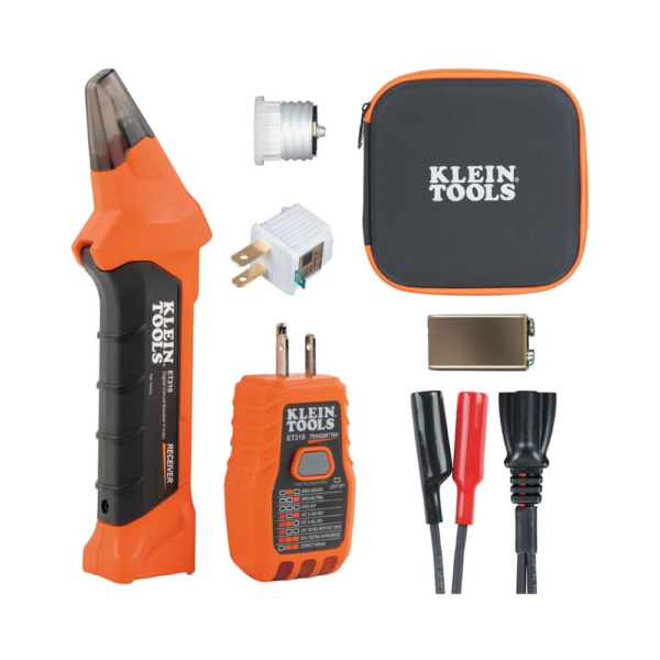 Klein Tools ET310KIT AC Circuit Breaker Finder Kit with GFCI Tester, Leads, Light Socket & Alligator Clip Adapters, Premium Carry Case