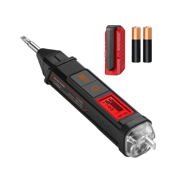 AstroAI VTS1000H Non-Contact Voltage Tester with Screwdriver, Dual Range AC 12V/70V–1000V, LCD Display, Audible Alarm, Wire Breakpoint Finder – Red