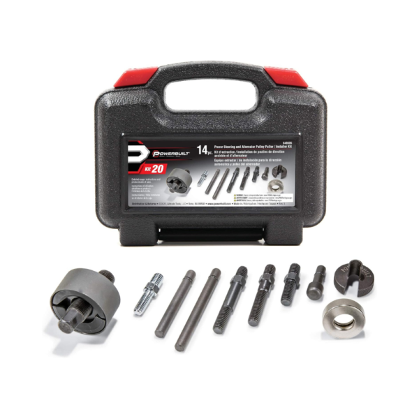 Powerbuilt Pulley Removal and Installation Tool Set – Remove Power Steering & Alternator Pulleys, Universal Car Repair Kit with Storage Case