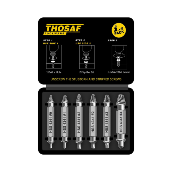 Gifts for Men – Damaged Screw Extractor Set | Christmas Stocking Stuffers for Dad, Husband, Him | Drill Bit Tool Kit for Removing Rusty, Broken, or Stripped Screws, Bolts & Nuts (6 PCS)