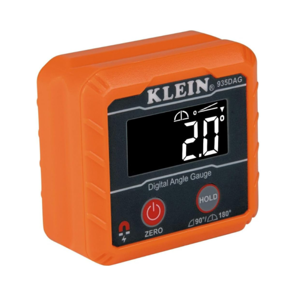 Klein Tools 935DAG Digital Electronic Level & Angle Gauge Measures 0-90° & 0-180°, Magnetic Base, Auto-Rotating Display, V-Groove Edges, IP42 Rated, Includes Case & Batteries