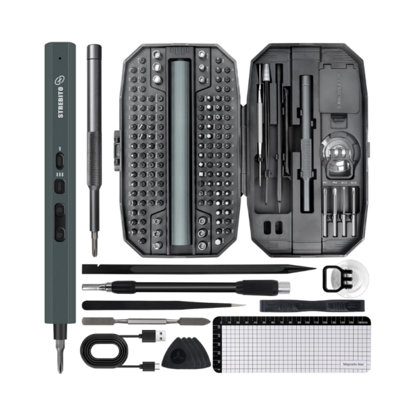 STREBITO 155-in-1 Electric Screwdriver Set, Cordless Mini Power Tool with 140 Magnetic Bits, 3 Torque Settings, 650mAh Rechargeable Battery – Precision Repair Kit for PC, Phone, RC, Electronics