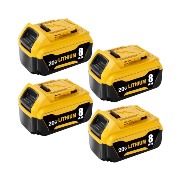 4-Pack 8.0Ah Replacement Battery for Dewalt 20V Max – Compatible with DCB200, DCB205, DCB206, DCB207, XR Lithium-Ion Battery for Dewalt Power Tools