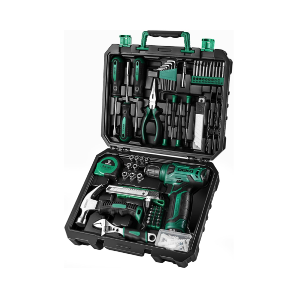 Tool Kit – 126-Piece Home Repair Tool Set with 8V Cordless Drill, Green Toolbox with Storage Case, Compact DIY Hand Tool Kit for Women & Homeowners