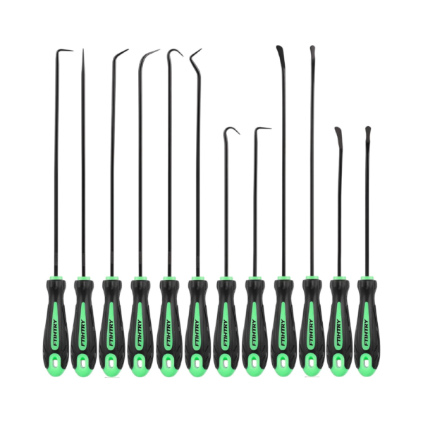 12-Piece Pick and Hook Tool Set – Long & Mini Precision Tools for Automotive, O-Rings, Seals, Gaskets, Clips & Electronics – CR-V Steel Construction with Non-Slip Handles