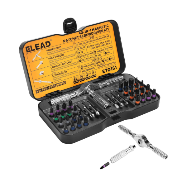 40 in 1 Magnetic Ratchet Screwdriver Set, Multi-Bit Magnetic Ratcheting Screwdriver Kit with Detachable Ratchet Handle – Repair Tool Set for Computers, Bicycles, Furniture & DIY Projects