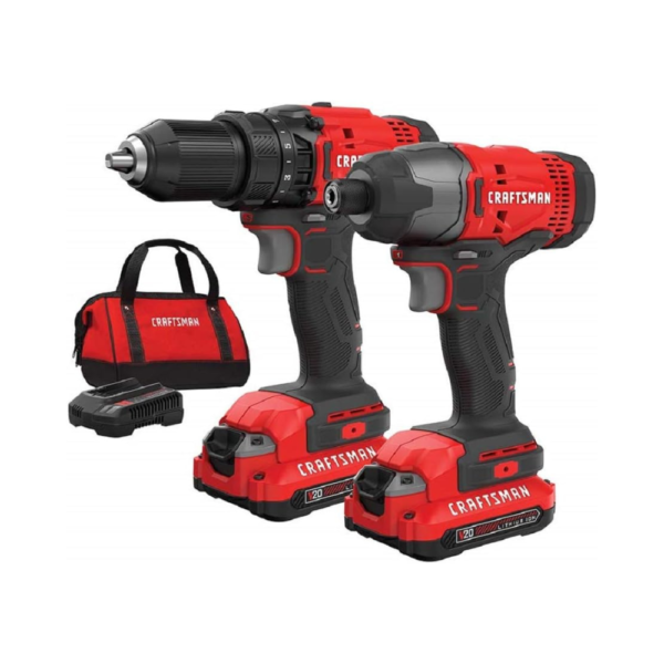 CRAFTSMAN V20 MAX Cordless Drill & Impact Driver Combo Kit – 2-Tool Power Set with 2 Batteries & Charger, High-Torque Performance for Heavy-Duty Jobs (CMCK200C2AM)