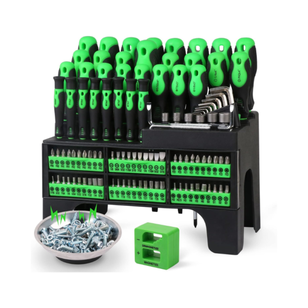 SWANLAKE 118PCS Magnetic Screwdriver Set with Plastic Rack Precision & Standard Screwdrivers, Magnetic Tray & Bit Tools – Tool Kit for Men & Women