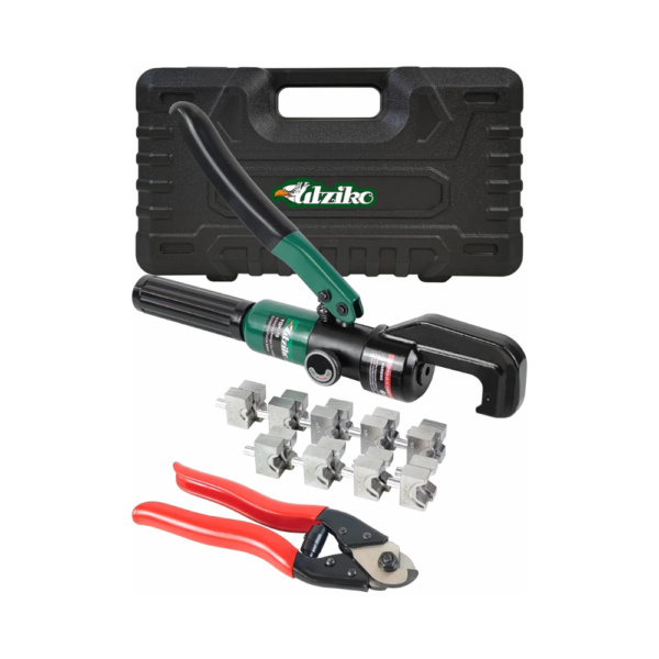Hydraulic Crimper Tool for 1/8" & 3/16" Stainless Steel Cable Railing Kit Hardware 10 Ton Crimping Force with 9 Dies, Cable Cutter, Carrying Case & Gloves