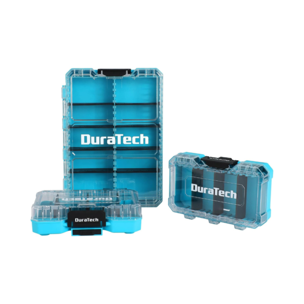 DuraTech 3-Piece Small Parts Organizer 14 Compartments with Removable Dividers, Stackable Portable Tool Box for Hardware, Screws, Bolts, and Accessories