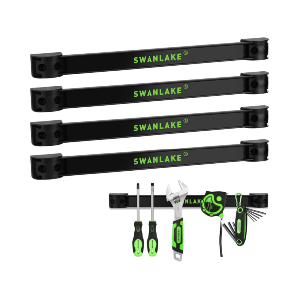 SWANLAKE 12" Magnetic Tool Holder Strip Heavy Duty Metal Tool Magnet Bar for Garage & Workshop Organization (4PCS Set)