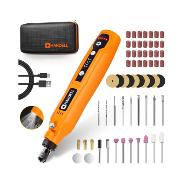HARDELL Mini Cordless Rotary Tool Kit – 3.7V Multi-Purpose Rotary Tool with 5 Speeds, USB Charging & 69 Accessories for Sanding, Polishing, Engraving, Drilling, and DIY Crafts