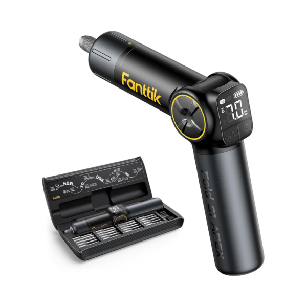 Fanttik S1 APEX 3.7V Electric Screwdriver, Pivot Handle Screwdriver, Max 7N.m High Torque, 2 RPM Options, 1/4'' Hex Chuck, Screen Display, USB-C Rechargeable, Deluxe Edition for DIY Enthusiasts