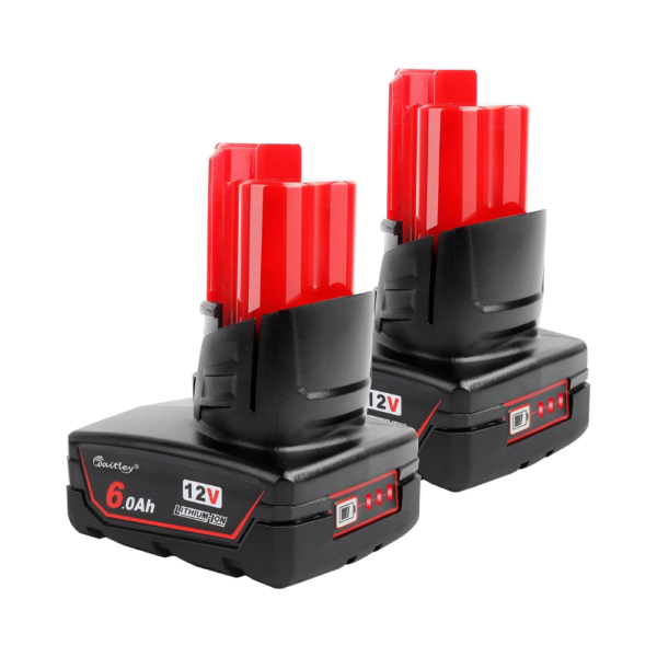 Waitley 2-Pack 12V 6.0Ah Replacement Battery – Compatible with Milwaukee M12 Power Tools