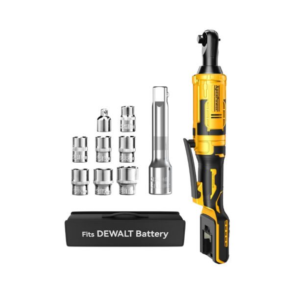 3/8 Inch Cordless Ratchet Wrench for DEWALT 20V Max Battery, 88 Ft-Lbs Torque, 0-400RPM, Variable Speed, Reinforced Head – Includes 7 Sockets & 3/8" to 1/4" Adapter