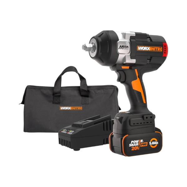 WORX Nitro 20V Brushless High Torque 1/2" Cordless Impact Wrench, 1400 FT/LBS Breakaway Torque, Constant Torque System, 4 Modes with Auto Stop – Battery & Charger Included