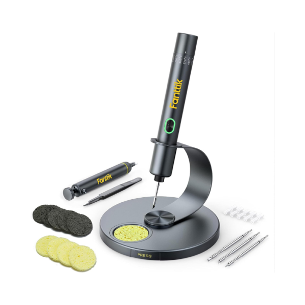 Fanttik T1 Max Cordless Soldering Iron Kit, 7s Fast Heating (390°F–840℉), Auto Sleep, 4 C210 Tips, Gravity Sensor, 360° Stand – Portable Precision Soldering Tool for Repair & DIY