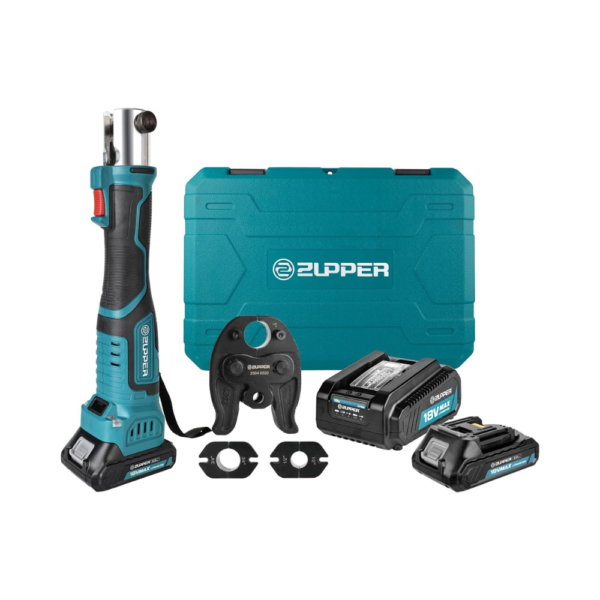 Mini Press Tool Kit with 3 PEX Crimp Dies (1/2", 3/4", 1"), Brushless Motor, 2 Batteries, Fast Charger & Carrying Case Compact PEX-B Pipe Crimping Tool with OLED Display