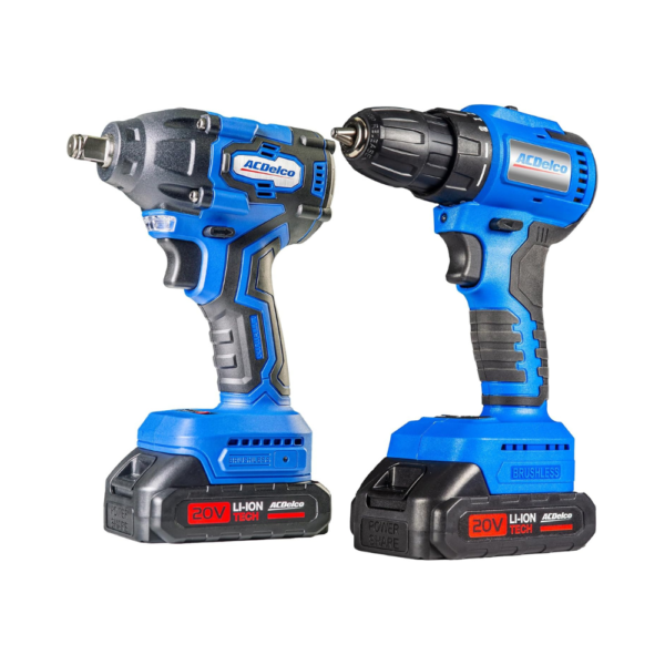 ACDelco ARI20132-K1 20V Cordless Drill and Impact Driver Combo Kit, Brushless Power Tool Set with 2 Batteries & Charger, Compact 2-Tool Kit for DIY & Professional Use
