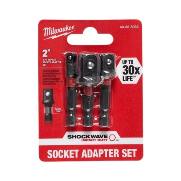 Milwaukee 48-32-5033 Shockwave Power Drill Bit Extension Set, 3-Piece 1/4" Hex Socket Adapters