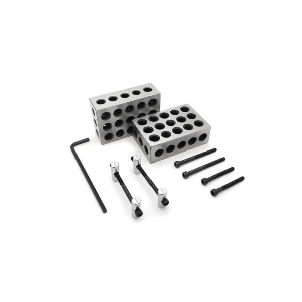 Taytools 123 Blocks Pair with Attachment Hardware Kit Precision Hardened Steel 1-2-3 Blocks with 23 Holes, Tapped and Untapped, for Machining, Setup, Layout, and Inspection