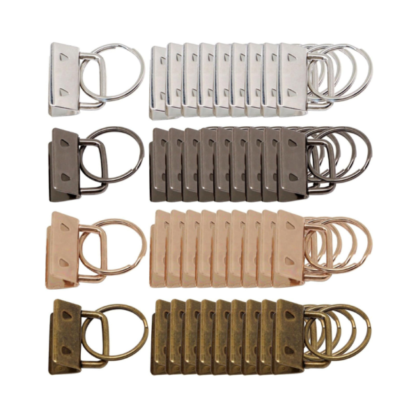 Key Fob Hardware Set – 40pcs 1 Inch Keychain Hardware with Split Rings in 4 Colors for Wristlets, Lanyards, and DIY Keychain Crafts