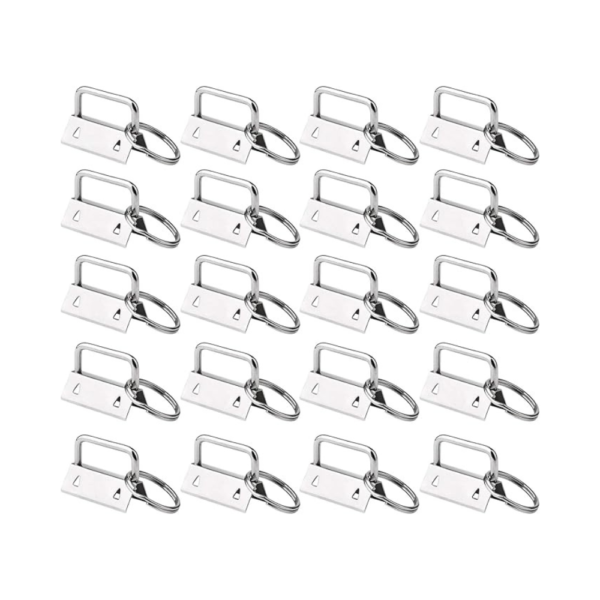 50 Sets Key Fob Hardware with Split Rings 1 Inch Keychain Wristlet Making Kit for Webbing, Ribbon, DIY Crafts