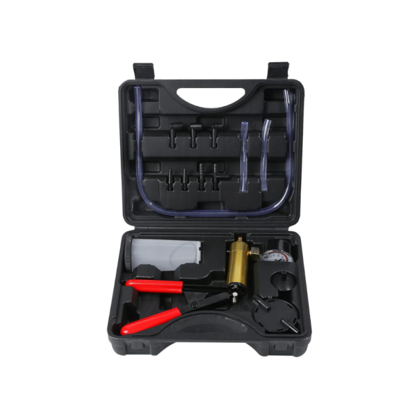 2-in-1 Handheld Vacuum Pump Brake Bleeder Kit – 16PCS Brake Bleeding Tool Set with Gauge & Adapters Automotive Brake Fluid Bleeder for Motorcycle, Bike, Car, Truck (Black, 16-Piece Set)
