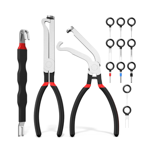 Electrical Disconnect Pliers 3-Pack – Automotive Connector Removal Kit with 11 Terminal Tools for Car Wiring, ABS Sensors & ECU Repair VDE Insulated, Angled Head, Anti-Slip Grip