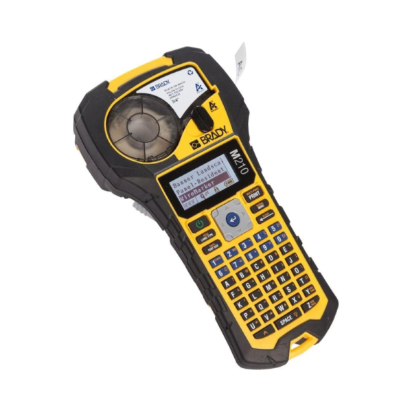Brady M210 Portable Label Printer with Rubber Bumpers Multi-Line Printing, 6–40 Point Font, Military Grade Durability, Replaces BMP21-PLUS Yellow/Black (9.5" H x 4.5" W x 2.5" D)