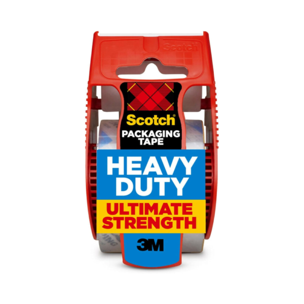 Scotch Heavy Duty Shipping Packaging Tape1.88" x 27.7 yd, Clear, with Dispenser Strong Packing Tape for Moving, Shipping & Mailing 1 Roll (142L)